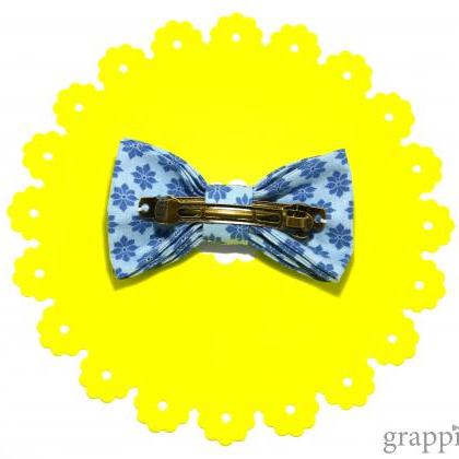 Grappi {blue Bee} Handmade Cotton Hair Bow-clip