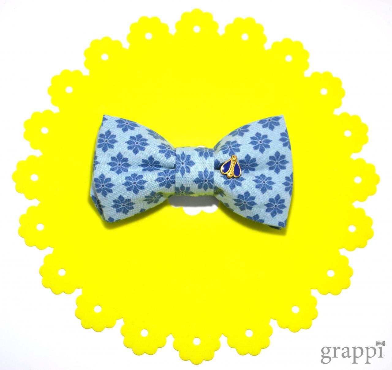 Grappi {blue Bee} Handmade Cotton Hair Bow-clip